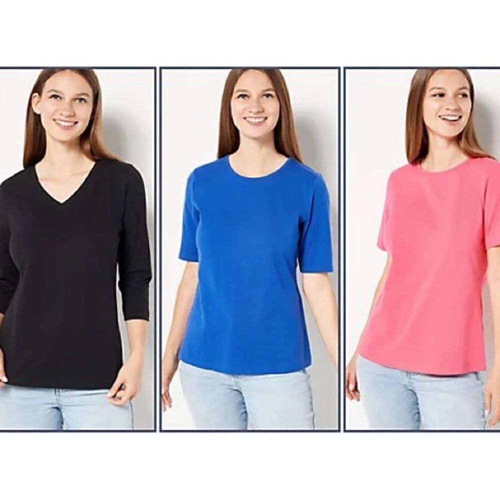 Denim & Co. Essentials Perfect Jersey Set of Three Knit Tops